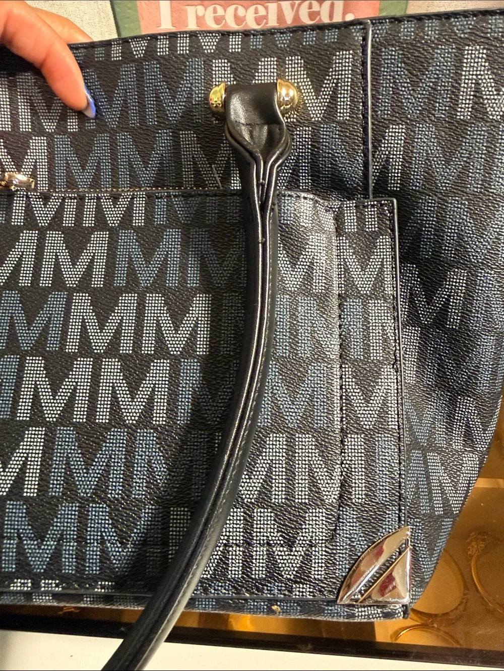 Michael Kors Black and Gray MM Logo Tote